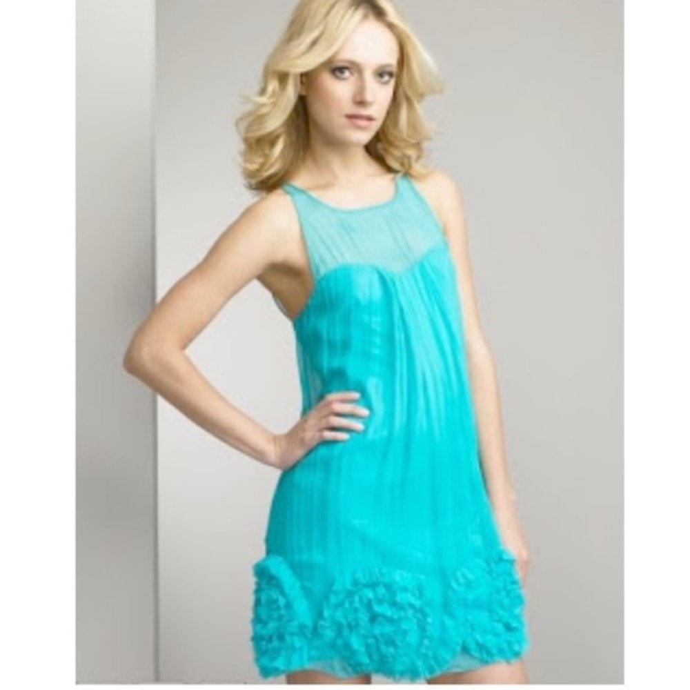 Rebecca Taylor Turquoise Chiffon Ruffle Dress